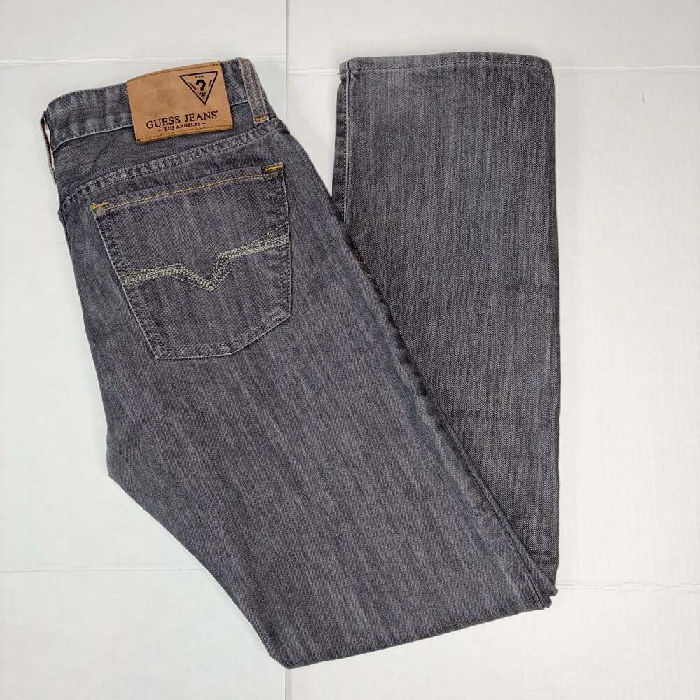 Guess Lincoln Slim Straight Mens Gray Jeans Size 32x30